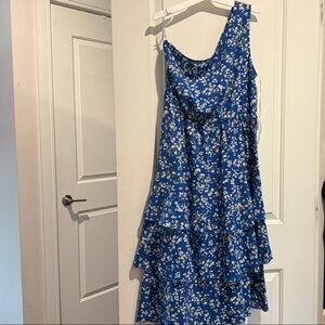 Azazie One-Shoulder Blue Floral Dress